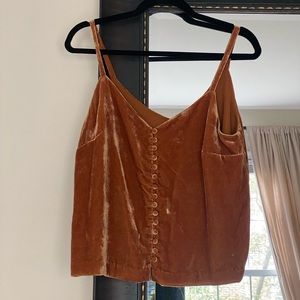 NWOT Madewell Velvet button down tank burnt orange